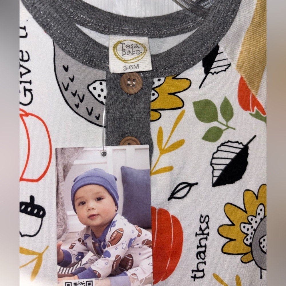 Thanksgiving Thankful Bamboo Romper--Tesa Babe SZ 3-6  or 6-9 Months​ - Picture 4 of 6